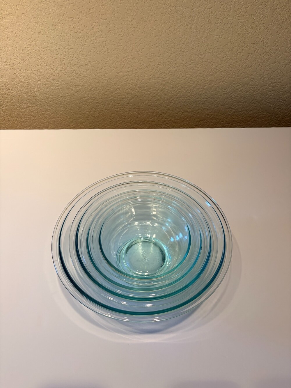 Pyrex Clear Glass Nesting Mixing Bowls #322 323 325 326 USA - Set of 4